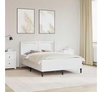 Ordellia Cadre de lit avec Matelas Blanc 140 x 190 cm Simili Cuir Moderne avec Bandes LED éclairage USB Design épuré pour Chambre Adulte ou Enfant