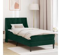 Ordellia Cadre de lit avec Matelas en Velours Vert foncé 90 x 200 cm Support Fixe avec Pieds Modernes pour Chambre Adulte ou Enfant, Confort Ergonomique et Style Contemporain Robuste