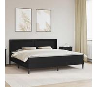 Ordellia Cadre de lit avec matelas noir, 180 x 200 cm, cuir synthétique, bandes LED, espace de rangement sous le lit, cadre en contreplaqué, tête de lit robuste, ergonomique et respirant pour chambre