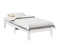 Ordellia Cadre de lit Blanc en Bois de pin Massif 90x200 cm avec sommier à Lattes Robuste Pieds Stables Design modulable pour Chambre à Coucher mobilier Pratique