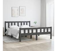 Ordellia Cadre de lit en Bois de pin Massif Gris 140x190 cm avec sommier à Lattes pour Chambre, mobilier Robuste et Confortable pour Un Sommeil paisible