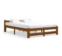 Ordellia Cadre de lit en Bois de pin Massif Marron Miel 140x200 cm avec sommier à Lattes Robuste pour Chambre, Espace de Rangement sous lit 22 cm, Design Classique et Durable