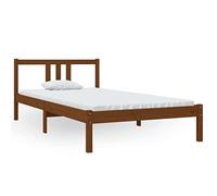 Ordellia Cadre de lit en Bois Massif Marron Miel 100x200 cm avec tête de lit Stable, sommier à Lattes en contreplaqué, Design Simple pour Chambre Adulte ou Enfant