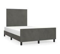 Ordellia Cadre de lit en Velours Gris foncé 120x190 cm avec tête de lit réglable et sommier à Lattes, mobilier de Chambre Stable et Confortable pour Une Nuit reposante