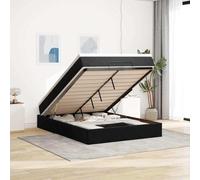 Ordellia Cadre de lit Ottoman Noir en Velours 140x190 cm avec Matelas à Ressorts ensachés, sommier à Levage hydraulique, surmatelas Confortable, mobilier de Chambre pour Rangement Maximal