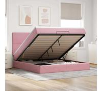 Ordellia Cadre de lit Ottoman Velours Rose 160x200 cm avec Matelas à Ressorts ensachés, sommier à Lattes, Rangement sous lit, mécanisme hydraulique, surmatelas Confortable pour Chambre