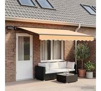 Ordellia Cadre de Store Manuel avec LEDs Sable 5 x 3 m, Semi Cassette alu Anthracite, Tissu Polyester PU pour terrasse Jardin, abri d ombrage et éclairage extérieur