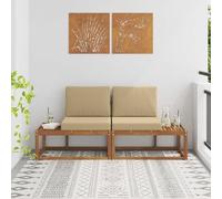Ordellia Canapé d extérieur en Bout 2 pièces en Bois d Acacia Naturel Beige, 182,5 x 63 x 73 cm, avec Coussins Assise et Dossier pour Jardin terrasse Lounge