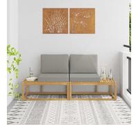 Ordellia Canapé d’extérieur modulable en Bout 2 pièces Blanc en Bois d’Acacia Massif, Design à Lattes pour Jardin terrasse Lounge, avec Coussins et stabilité pour Coin détente
