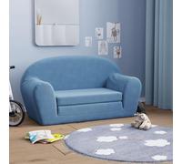Ordellia Canapé-lit enfant 2 places bleu en peluche douce et mousse, déhoussable, 84 x 34 à 90 x 45 cm, pour lire, jouer et faire la sieste dans la chambre d'enfant