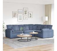 Ordellia Canapé modulaire en velours côtelé bleu, 4 pièces avec coussin, cadre en métal, 317 x 217 x 64 cm, canapé d'angle pour salon, chambre d'amis, relaxation et assise flexible
