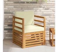 Ordellia Canapé Module Jardin extérieur en Bois d'acacia Massif, Coussin Polyester crème, Fauteuil Angle modulable pour terrasse, Balcon, Patio, Piscine, Lounge, détente Confortable au Jardin