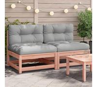 Ordellia Canapé Module Jardin extérieur en Bois de Douglas, Lot de 2 sans accoudoirs, Coussins Gris, Assise modulable pour terrasse, Patio, Balcon, Salon détente, 110 kg par siège