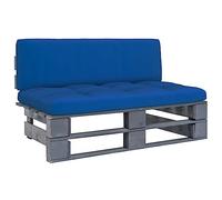 Ordellia Canapé Module Jardin extérieur en Bois de pin imprégné Gris, siège Central 110 x 65 x 55 cm avec Coussin Bleu Royal, pour terrasse Patio Balcon Salon Lounge