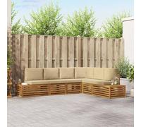 Ordellia Canapé Module Jardin extérieur terrasse en Bois d'acacia Massif Naturel et Beige, Salon modulable avec Coussin Dossier accoudoir, détente pour Balcon Patio véranda Piscine Lounge