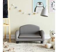 Ordellia Canapé pour enfant gris en cuir synthétique avec rembourrage en mousse - 50 x 40 x 30 cm - Bois de pin solide - Pour chambre d'enfant - Jusqu'à 50 kg - À partir de 3 ans