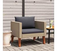 Ordellia Canapé Simple extérieur en résine tressée Beige avec Coussins Anthracite, Cadre Acier Enduit de Poudre, Format 76 x 67 x 60 cm, Assise Profonde modulable pour terrasse