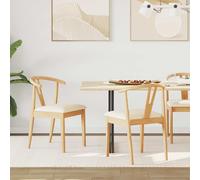 Ordellia Chaise de Salle à Manger en Bois de Caoutchouc Massif Naturel et Clair, 2 pièces, Coussin d Assise, pour Cuisine Salle à Manger Bureau, Style Vintage, 50,5 x 61 x 80,5 cm