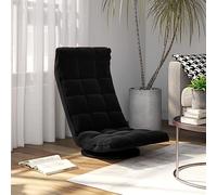 Ordellia Chaise de sol pivotante en velours noir avec structure en métal et rembourrage en mousse, pliable et réglable, fonction de rotation à 360 degrés, pour jouer, lire, regarder la télévision