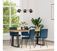 Ordellia Chaise Fauteuil de Salle à Manger Lot de 4 en Velours Bleu, siège rembourré, Pieds métal Bois, 45 x 54 x 83 cm, Cuisine, Repas, Design Moderne pour Salon