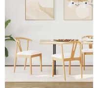 Ordellia Chaise Fauteuil de Salle à Manger Vintage Naturel et Clair, Bois Massif d hévéa, Lot de 2 avec Coussin de siège, Assise 50,5 x 61 x 80,5 cm pour Cuisine, Bureau, Repas, Style Compact