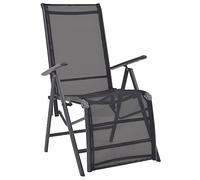 Ordellia Chaise inclinable de terrasse en Aluminium et textilène Noir, transat Pliable Multiposition avec Dossier réglable, accoudoirs, 58,5 x 69 x 90 à 110 cm, Jardin Balcon Piscine