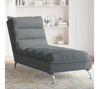 Ordellia Chaise longue gris foncé avec coussin en tissu, chaise longue et ottoman pour salon ou chambre à coucher, fauteuil inclinable avec dossier, chaise longue relaxante pour lire et se reposer