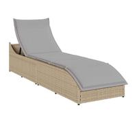 Ordellia Chaise Longue Pliante Beige en résine tressée, Bain Soleil Multiposition avec Coussin et Rangement, transat inclinable extérieur pour Jardin terrasse Balcon Piscine Plage