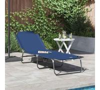 Ordellia Chaise Longue Pliante Bleu 188 x 57 x 86,5 cm Polyester Cadre Acier, Dossier réglable, Fauteuil Relax pour Jardin terrasse, capacité 110 kg, 1 Place Multiposition