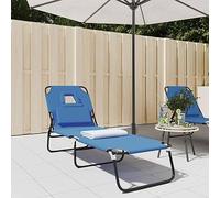 Ordellia Chaise Longue Pliante Bleu en Tissu Oxford et Acier Enduit de Poudre 5 Positions Inclinaison, pour Jardin terrasse Balcon Piscine Plage, Jusqu a 110 kg