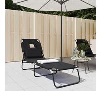 Ordellia Chaise Longue Pliante Noire en Tissu Oxford et Acier Enduit de Poudre, 189 x 56 x 83 cm, 5 Positions inclinables, pour Jardin terrasse Plage, jusquà 110 kg
