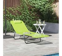 Ordellia Chaise Longue Pliante Vert en textilène 182 x 55 x 85,5 cm, Bain Soleil Multiposition, Dossier inclinable, lit chilienne pour Jardin terrasse Balcon Piscine extérieur