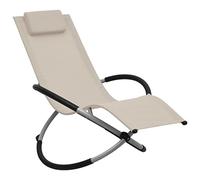 Ordellia Chaise Longue pour Enfants en Acier Enduit de Poudre crème et Gris, Dimensions 60,5 x 121 x 59,5 cm, Pliante avec Coussin, textilène résistant Eau pour Jardin terrasse