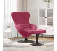 Ordellia Chaise Œuf pivotante avec Pouf, Velours Bordeaux, métal, Fauteuil Lounge intérieur 63 x 73 x 90 cm, Salon Chambre Bureau, Style Moderne Confortable avec accoudoir et Dossier