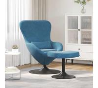 Ordellia Chaise œuf pivotante en Velours Bleu avec Pouf et accoudoirs, Fauteuil Lounge intérieur Cadre métal 63 x 73 x 90 cm, pour Salon Chambre, Lecture, détente, Style Moderne