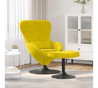 Ordellia Chaise œuf pivotante en Velours Jaune avec Pouf, Fauteuil Lounge intérieur, Cadre métal, accoudoir rembourré, Salon Chambre Bureau, Lecture détente Style Moderne