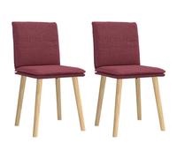 Ordellia Chaises à Manger Lot de 2 Rouge Bordeaux, Tissu Polyester, Bois d’hévéa Massif et métal, Assise rembourrée 45 x 54 x 86 cm, Cuisine Salle à Manger, Design Ergonomique