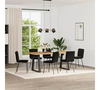 Ordellia Chaises à Manger Lot de 6 Noir Velours, Chaise Fauteuil avec Dossier, Pied Bois métal, siège rembourré 45 x 54 x 83 cm pour Cuisine Salle à Manger Repas Design Moderne