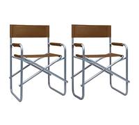 Ordellia Chaises de metteur en scène Lot de 2 en Acier Marron, Chaise Fauteuil Pliante avec accoudoir, Assise et Dossier en Tissu Polyester, 48 x 57 x 79 cm pour Jardin extérieur, terrasse, Camping