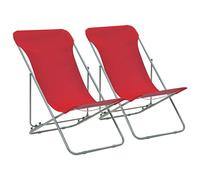 Ordellia Chaises de Plage Pliables Lot de 2 en Acier et Tissu Oxford 600D Rouge, Dossier inclinable 3 Positions, Chaise Fauteuil pour Jardin, terrasse, Camping, détente en extérieur
