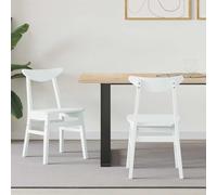 Ordellia Chaises de Salle à Manger Blanches en Bois d hévéa Massif Lot de 2, 42 x 47,5 x 81 cm, Chaise Fauteuil pour Cuisine Salle Manger, Design Moderne et Entretien Simple
