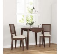 Ordellia Chaises de Salle à Manger en Bois d’hévéa Massif Marron, 2 pcs, Coussins de siège, Design Ergonomique Dossier rembourré, pour Cuisine Repas bistrot 45 x 54 x 89 cm