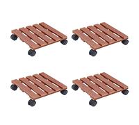 Ordellia Chariots à Plantes 4 pièces Marron 30x30x7,5 cm WPC Support Support Treillis Arceau pour Jardin Balcon extérieur Robuste avec roulettes pivotantes et Freins pour mobilité Facile