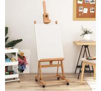 Ordellia Chevalet en bois de hêtre massif 55 x 53,5 x 178 cm, hauteur réglable pour toiles jusqu'à 105 cm, pliable et mobile avec roulettes pour atelier, exposition, mariage et présentation