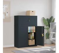 Ordellia Classeur Anthracite 90x40x130 cm Acier Enduit de Poudre, Armoire casier avec Serrure et clé, Meuble Rangement à 2 étagères réglables pour Dossier Bureau Garage entrée