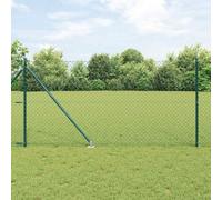 Ordellia Clôture en maillons avec pointes 10 x 1 m Vert en acier traité, maille 40 x 40 mm, poteaux 3,2 x 120 cm, kit complet pour délimiter jardin ou terrasse, résistance aux intempéries