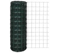 Ordellia Clôture euro en acier vert 10 mètres de long et 1 mètre de haut, panneau clôture robuste pour jardin, sécurité, séparation ou occultation extérieure, finition PVC résistante