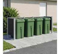 Ordellia Clôture pour poubelle grise en aluminium et WPC - 315 x 85 x 115 cm - Extensible - Pour poubelles de 120 l et 240 l - Résistant aux intempéries - Pour jardin, terrasse, cour et allée