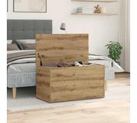 Ordellia Coffre de rangement en bois de chêne Artisan 84 x 42 x 46 cm avec espace de rangement, comme coffre de siège, coffre de couvercle, banc de lit, commode pour salon, chambre à coucher, couloir