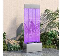 Ordellia Colonne d'eau 110 cm avec LED RVB en acier inoxydable acrylique Fontaine cascade pour bassin jardin chambre balcon terrasse cascade avec pompe télécommande pour relaxation zen